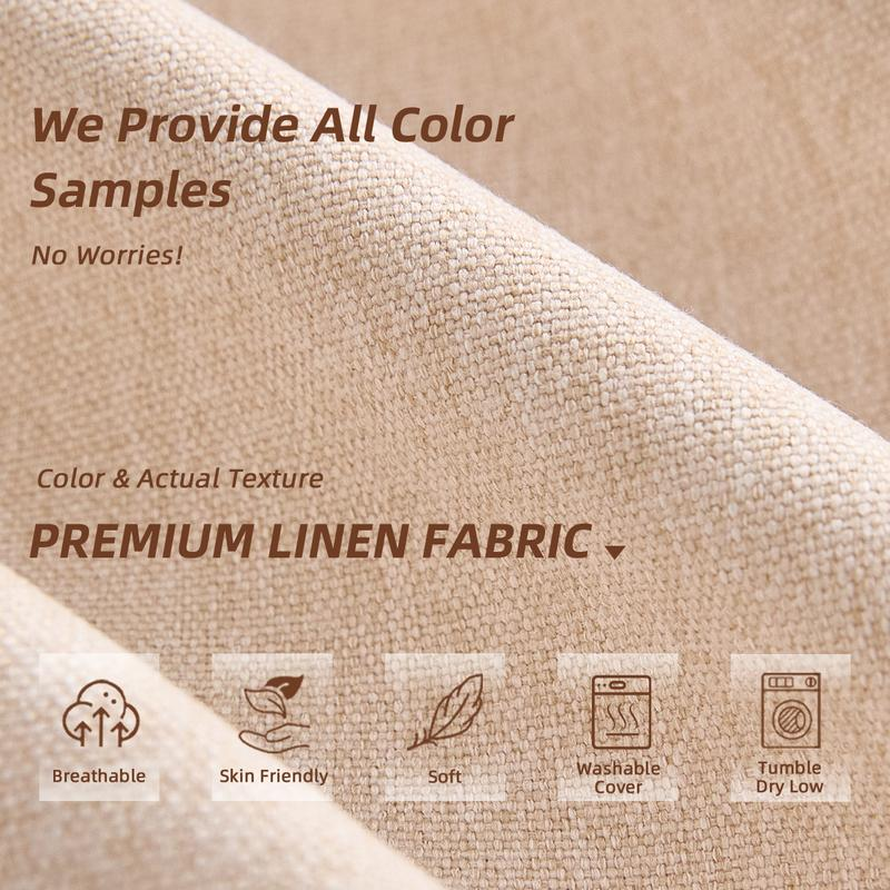 Close-up of the chenille fabric texture, described as soft, breathable and machine-washable